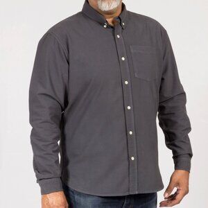 Oxford Button Down Men's Shirt Garment Dye Charcoal